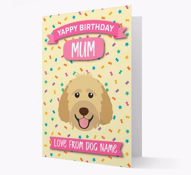 Personalised Card 'Yappy Birthday Mum' with {breedCommonName} Icon